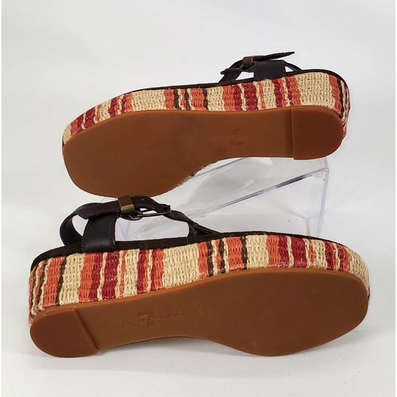 7 for all mankind Women's Multicolor Straw Wedge Sandals Size 6M 1281 - Picture 9 of 12